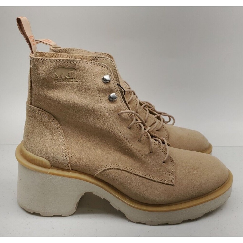 Sorel Women's Hi-Line Heel Lace Boots Ceramic/Chalk Size 10.5M US NEW BLEM